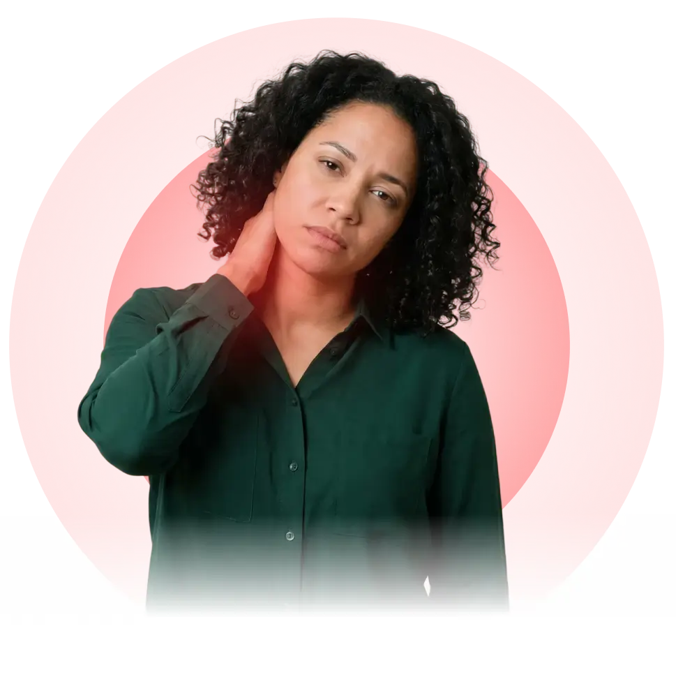 Woman clutching neck in pain