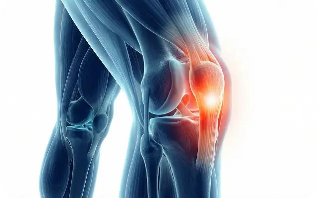 Knee pain illustration showing joint inflammation